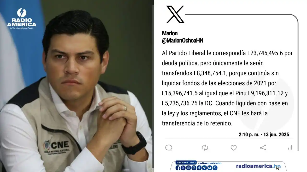 Image from Radio América Honduras: Lo publicado por el consejero del CNE, Marlon Ochoa, con respecto a la...