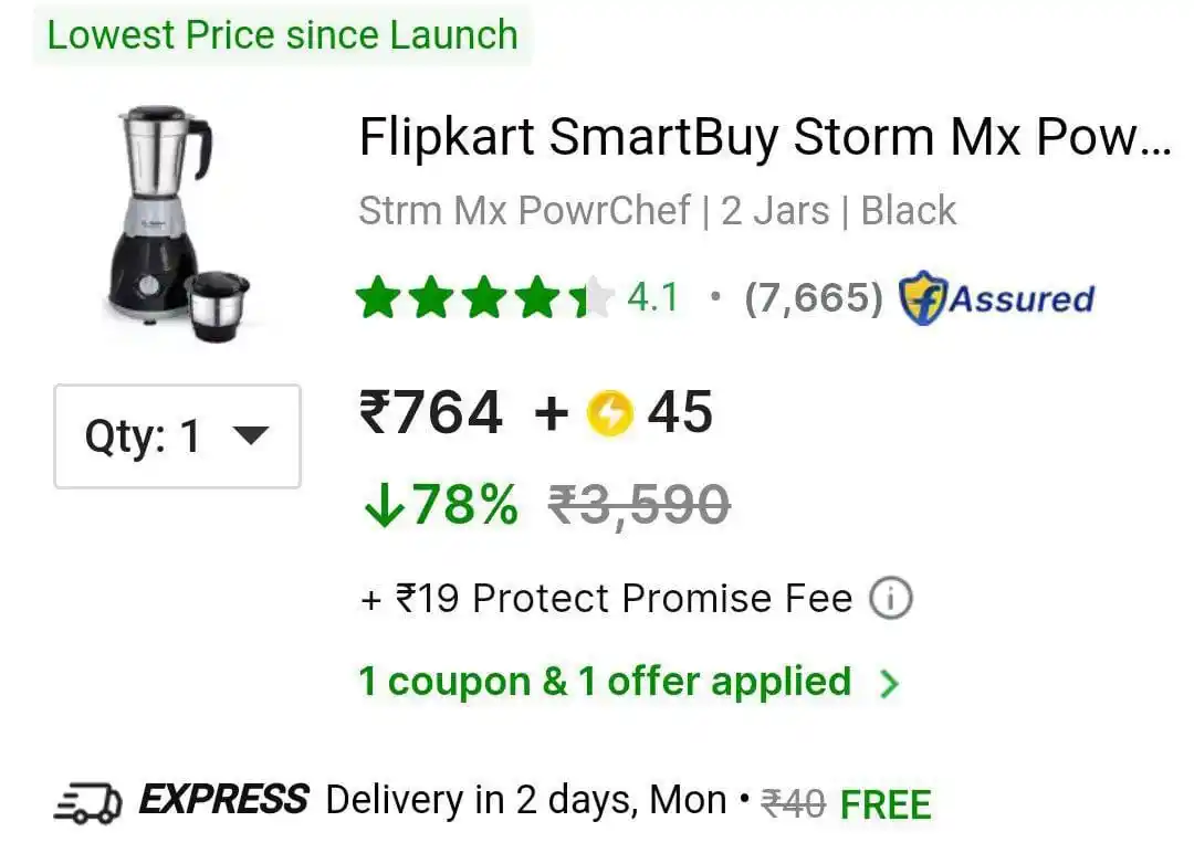 Image from DEALS HUBB 2.0 ✅: 🔥Loot : Flipkart SmartBuy 500W Mixer Grinder (@ ₹764 + 45 SC 👉 ht...