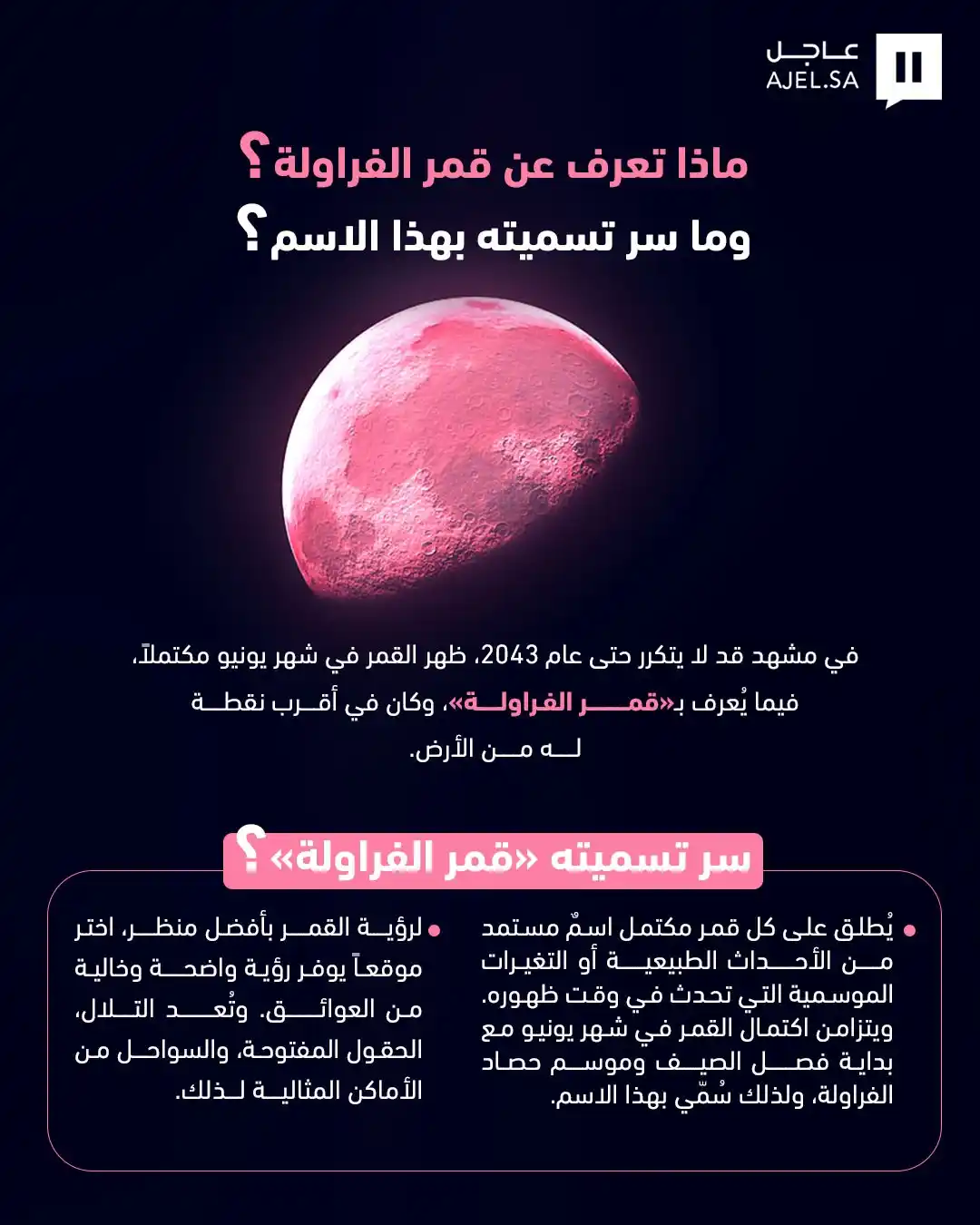 Image from صحيفة عاجل: ماذا تعرف عن قمر الفراولة وما سر تسميته بهذا الاسم؟...