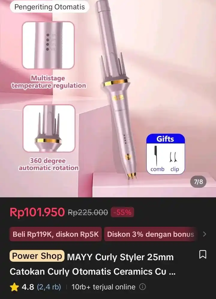 Image from Racun Shopee X Tiktok ( tiktokshop-tokopedia )⭐️: MAYY Curly Styler 25mm Catokan Curly Otomatis Ceramics Curly Catokan K...