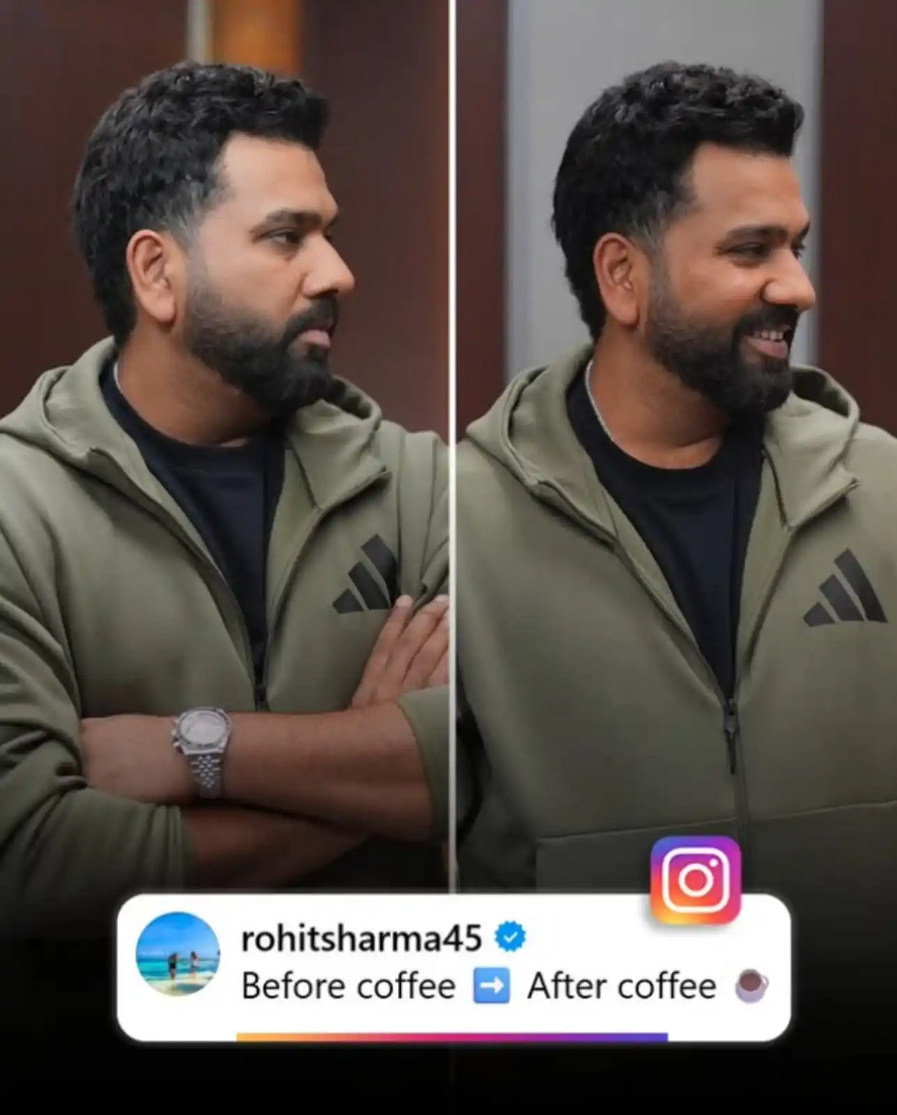 Image from Sports Duniya: Mood swings? Nah, just coffee things ☕➡️😎...
