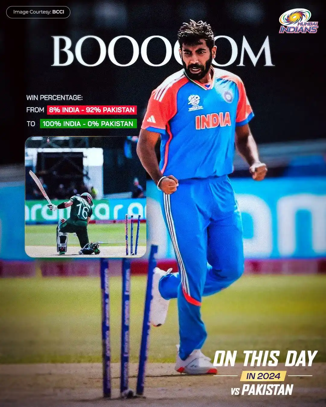 Image from Sports Duniya: Mumbai Indians Poster for Bumrah 🐐 - He bowled one of the Greatest s...