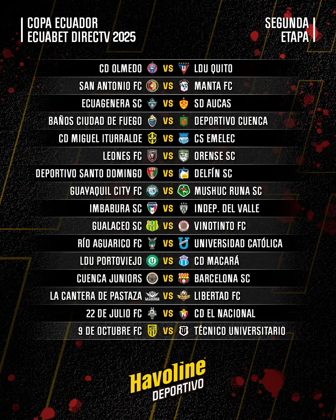 Image from Havoline Deportivo: 🚨 OFICIAL: Duelos confirmados de los Dieciseisavos de Final de la Cop...