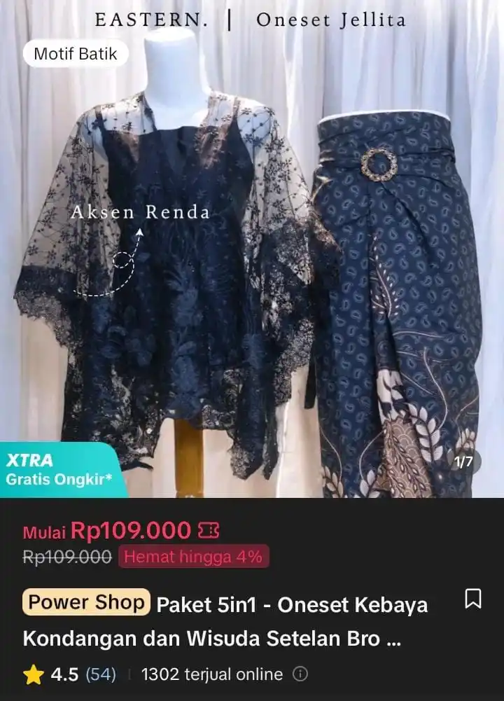 Image from Racun Shopee X Tiktok ( tiktokshop-tokopedia )⭐️: Paket 5in1 - Oneset Kebaya Kondangan dan Wisuda Setelan Brokat Renda R...