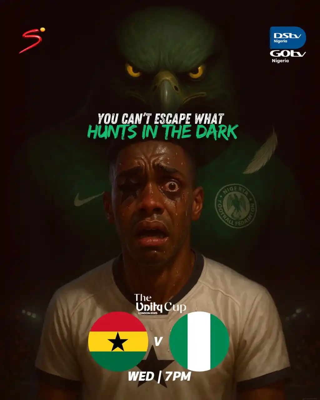 Image from Catchup Central | DStv Nigeria: Pray for @dstv_ghana. The Super Eagles hunt tonight. 🦅💚  Live at 7PM...