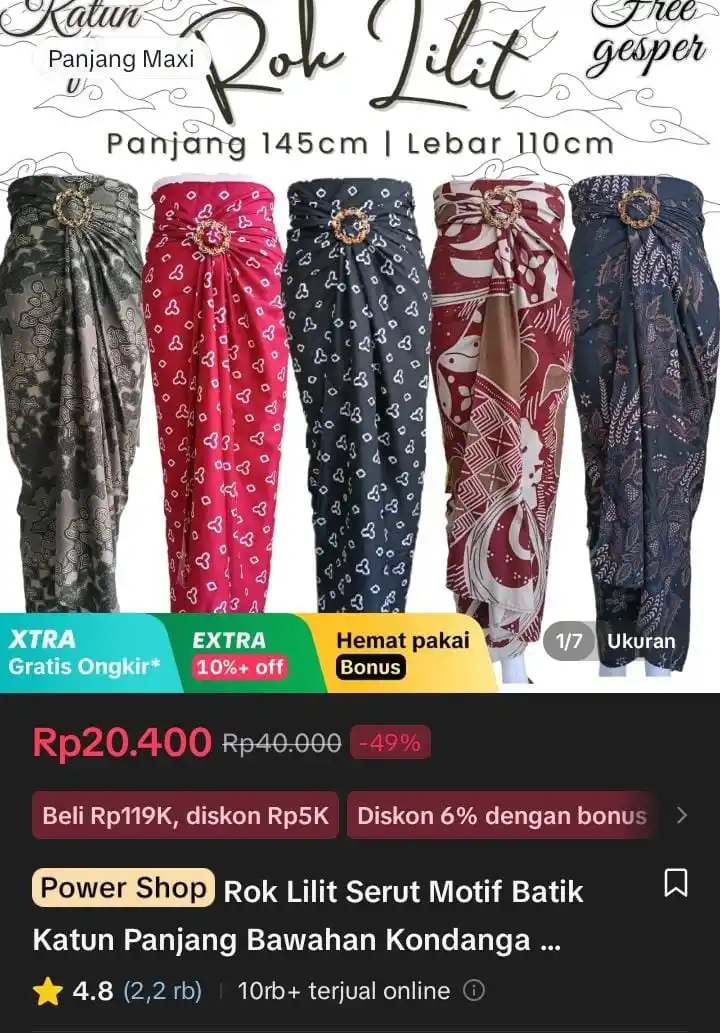 Image from Racun Shopee X Tiktok ( tiktokshop-tokopedia )⭐️: Rok Lilit Serut Motif Batik Katun Panjang Bawahan Kondangan/Wisuda Wan...