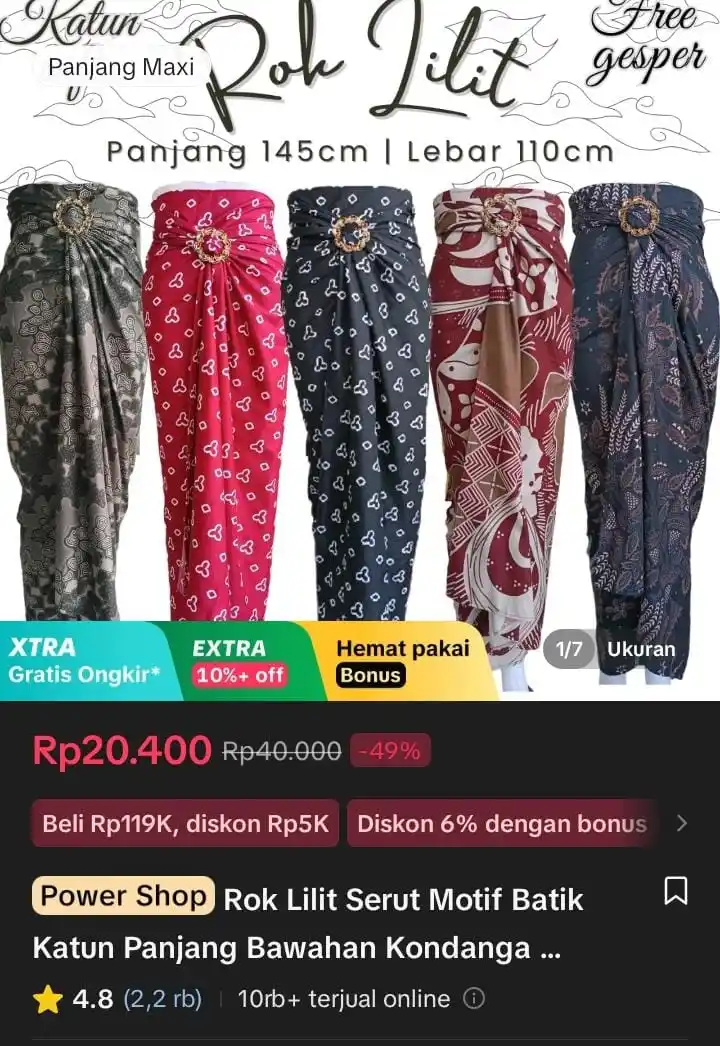 Image from Racun Shopee X Tiktok ( tiktokshop-tokopedia )⭐️: Rok Lilit Serut Motif Batik Katun Panjang Bawahan Kondangan/Wisuda Wan...
