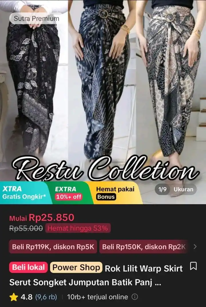 Image from Racun Shopee X Tiktok ( tiktokshop-tokopedia )⭐️: Rok Lilit Warp Skirt Serut Songket Jumputan Batik Panjang Wanita Bawah...