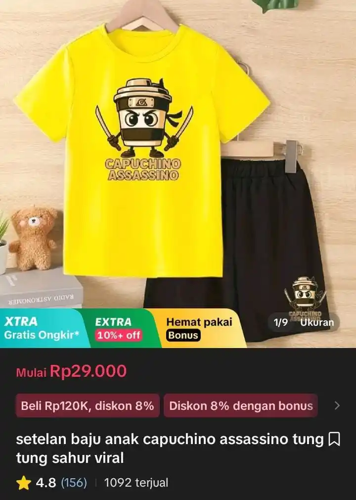 Image from Racun Shopee X Tiktok ( tiktokshop-tokopedia )⭐️: setelan baju anak capuchino assassino tung tung sahur viral https://vt...