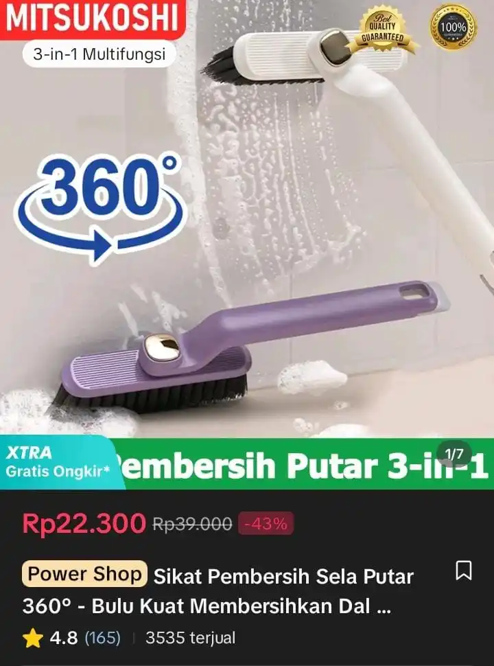 Image from Racun Shopee X Tiktok ( tiktokshop-tokopedia )⭐️: Sikat Pembersih Sela Putar 360° - Bulu Kuat Membersihkan Dalam - 3-in-...
