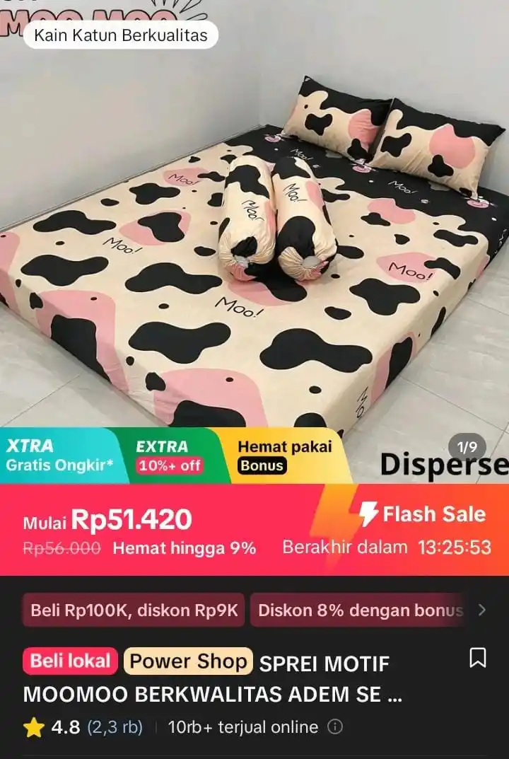 Image from Racun Shopee X Tiktok ( tiktokshop-tokopedia )⭐️: SPREI MOTIF MOOMOO BERKWALITAS ADEM SET SARUNG BANTAL SARUNG GULING Ka...
