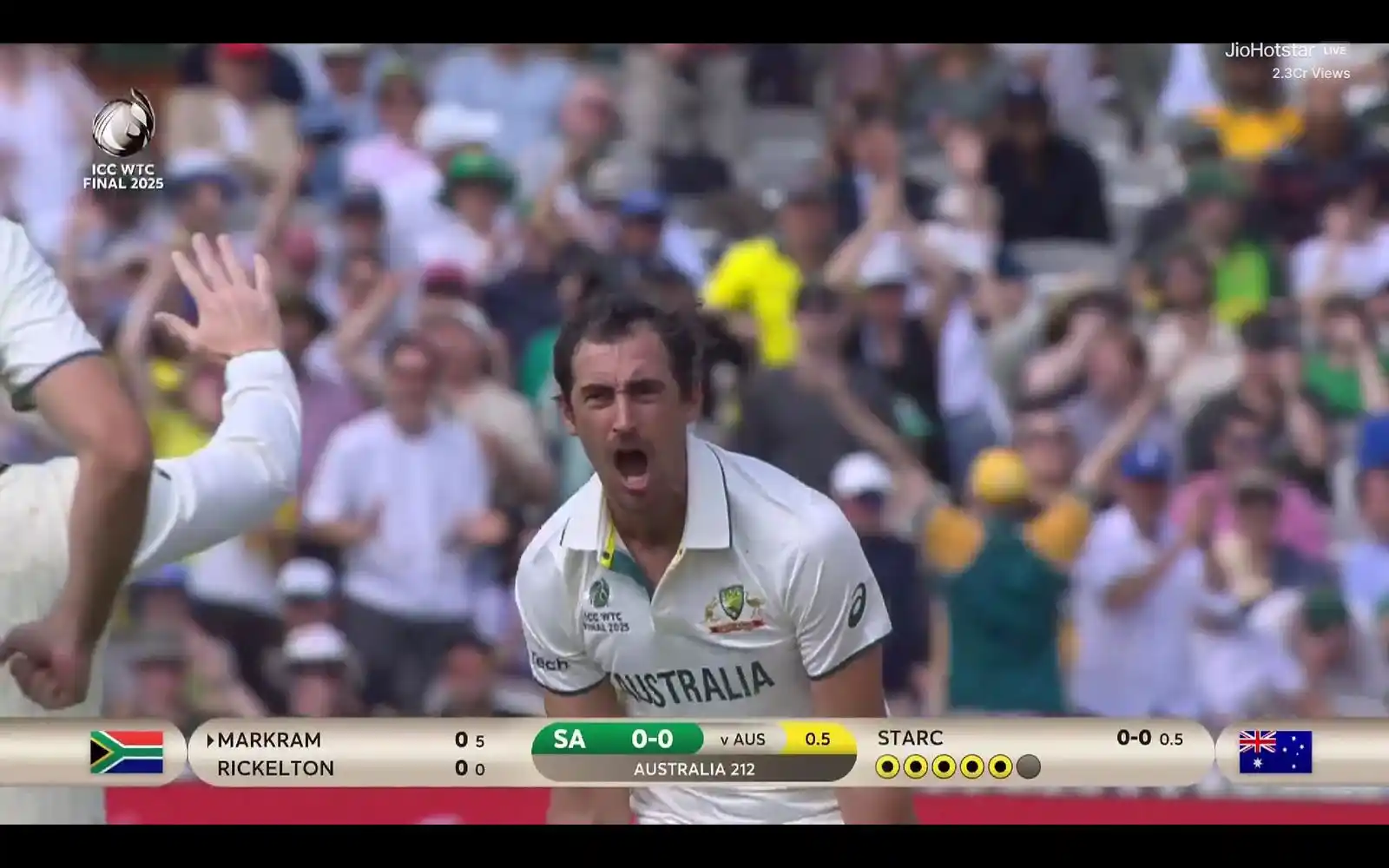 Image from Sports Duniya: STARC GETS MARKRAM FOR A DUCK - What an over, Dream 6 balls from Sta...