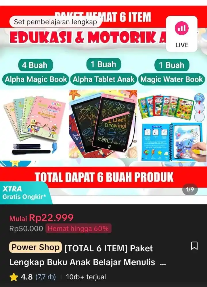 Image from Racun Shopee X Tiktok ( tiktokshop-tokopedia )⭐️: [TOTAL 6 ITEM] Paket Lengkap Buku Anak Belajar Menulis / Menggambar Da...