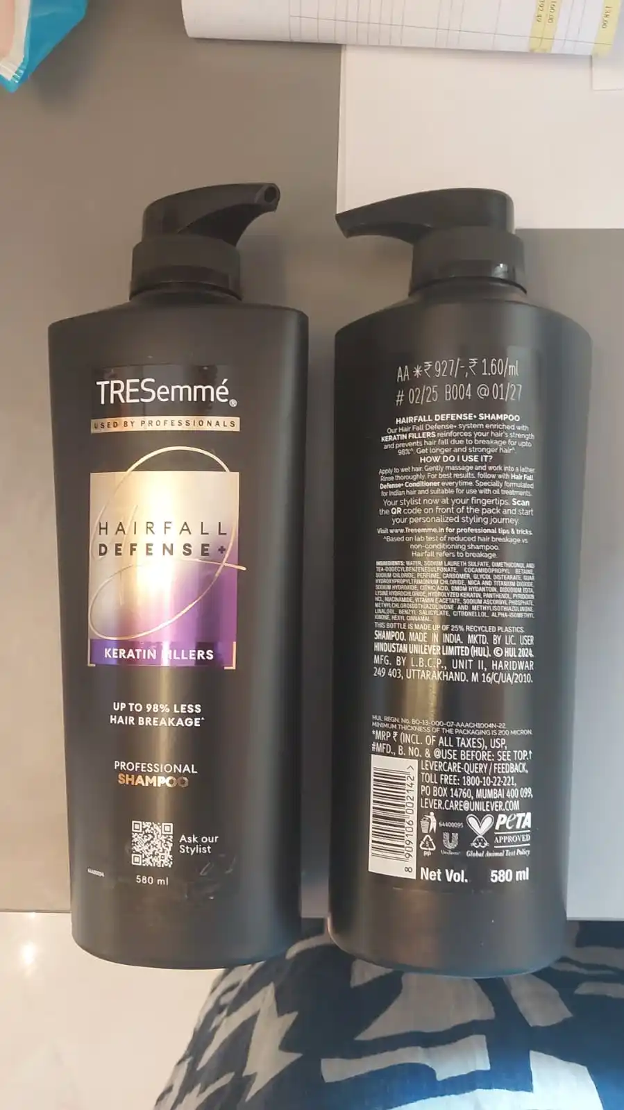 Image from RateOMatic: Tresemme hairfall Mrp : 927/- Box size : 12 pc Net vol : 580ml Exp : 1...