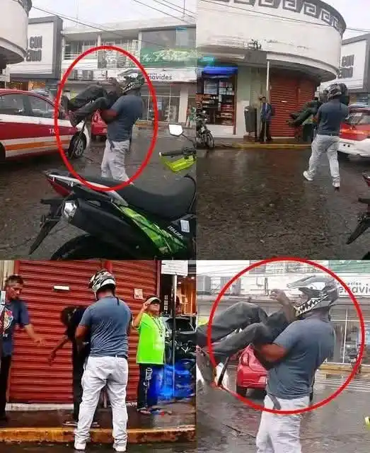 Image from Stereo Rumiñahui RTV: Un Joven motociclista se percató que un anciano tenía problemas para c...