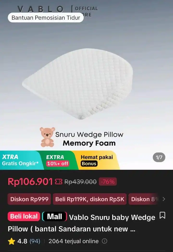 Image from Racun Shopee X Tiktok ( tiktokshop-tokopedia )⭐️: Vablo Snuru baby Wedge Pillow ( bantal Sandaran untuk newborn dan todd...