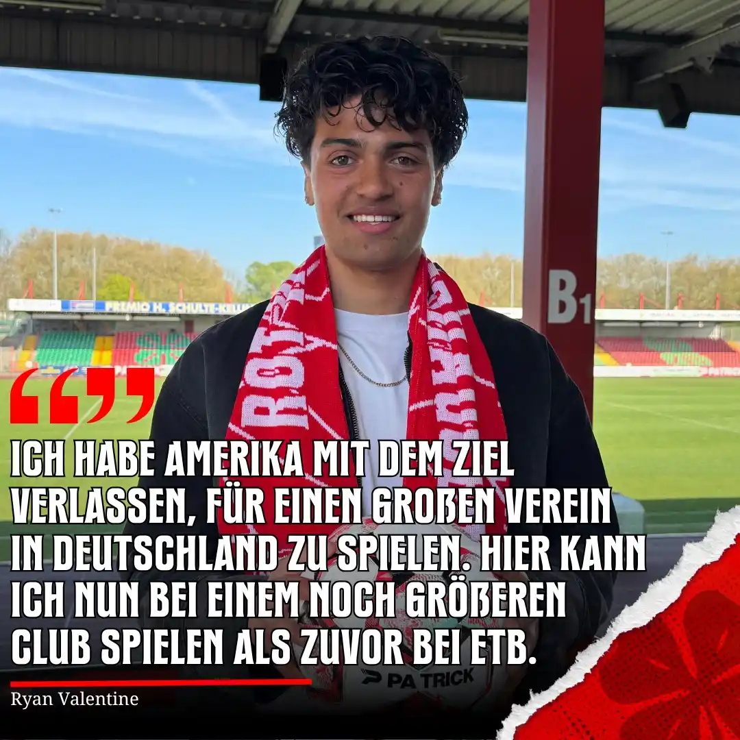 Image from Rot-Weiß Oberhausen: Welcome, Ryan!🍀 Ryan Valentine wechselt von ETB Schwarz-Weiß Essen zu...