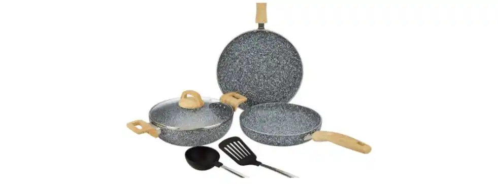 Image from Amazon Loot Deals ✅: 💥73% off : Amazon Basics Granite Finish Non Stick 5 Pcs Induction Bas...