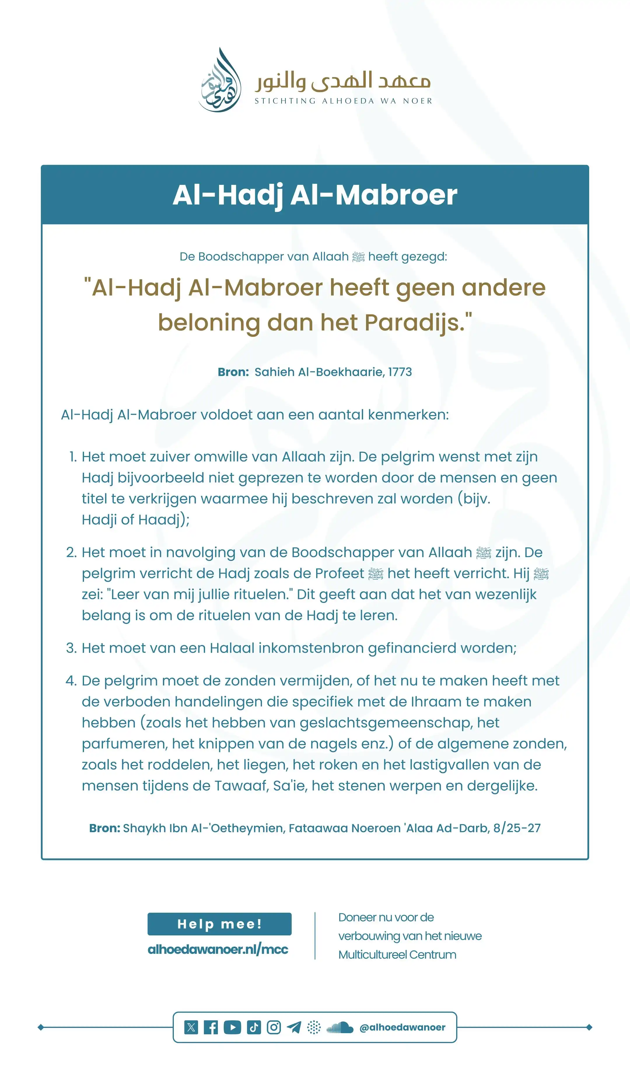 Stichting Alhoeda Wa Noer post