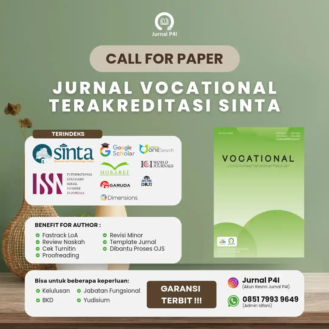 Image from Ruang Publikasi Indonesia ✅: *_📣 CALL FOR PAPERS!_* VOCATIONAL: Jurnal Inovasi Pendidikan Kejuruan...