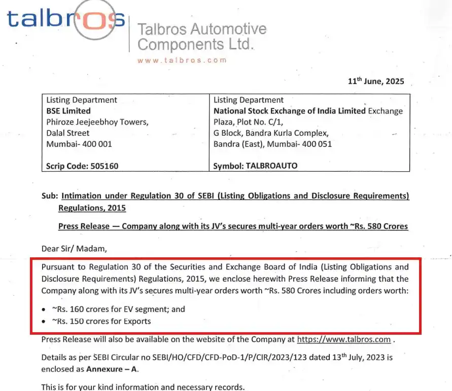 Image from FinanceWith100₹bh: Company along with its JV’s secures multi-year orders worth ~Rs. 580 C...