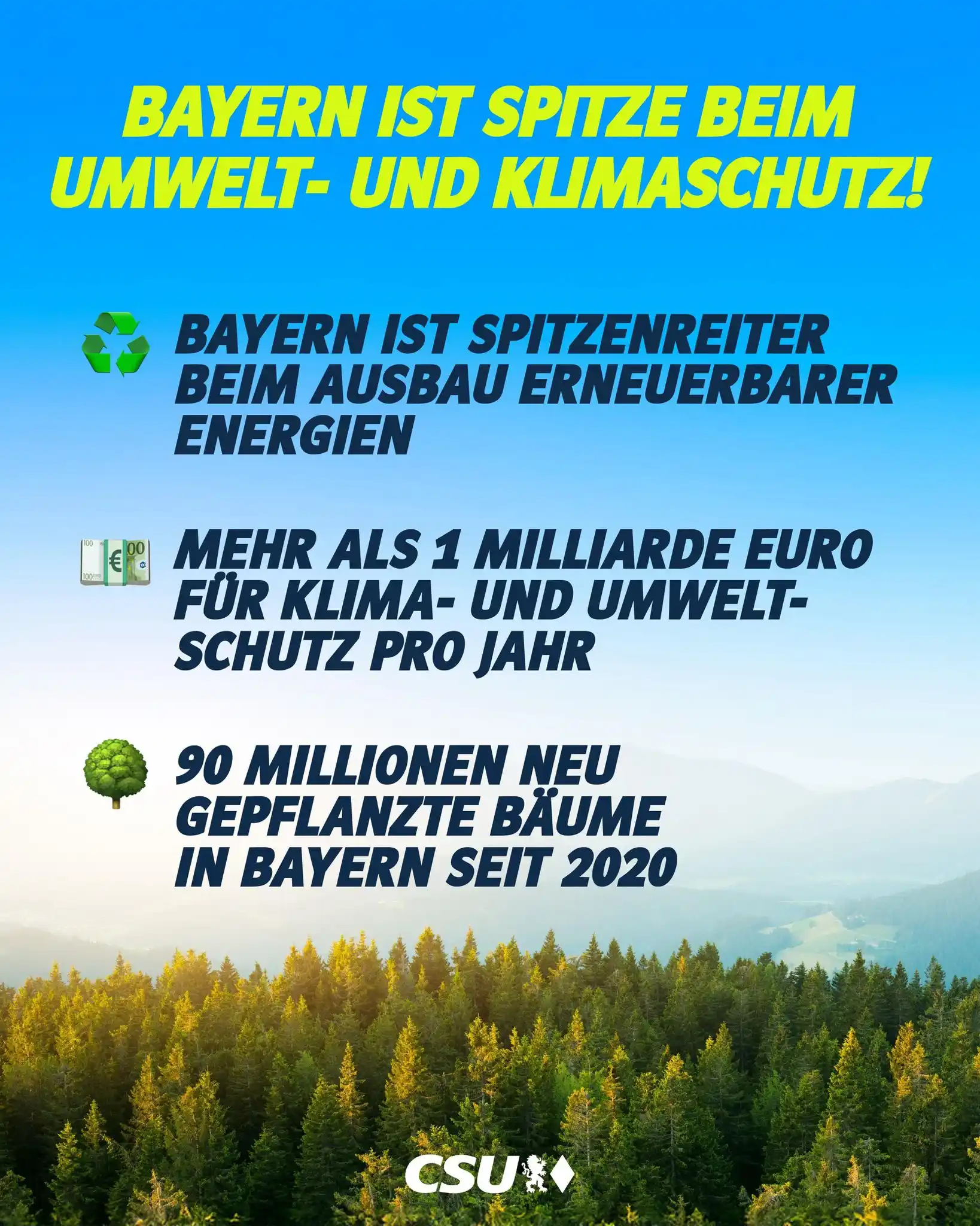 Image from CSU: Die Bewahrung der Schöpfung ist Teil unserer CSU-DNA. Wir investieren ...