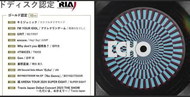 Image from 💜BTS INFO CR🇨🇷: ECHO de Jin ha recibido oficialmente la certificación de ORO RIAJ por ...