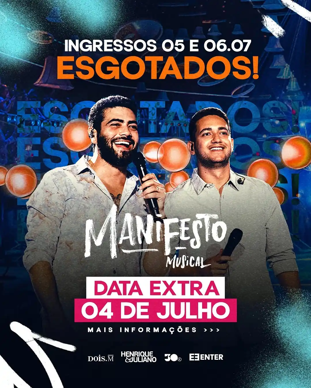 Image from UOL | Universo Henrique e Juliano : *MAIS UMA DATA EXTRA!* 🤯 Depois de 2 dias de ingressos esgotados, Hen...