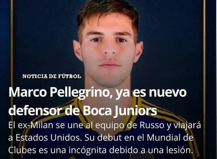 Image from Noticia De Fútbol: 🔵🟡 ¡Marco Pellegrino ya es jugador de Boca Juniors! ⚽ El Xeneize si...