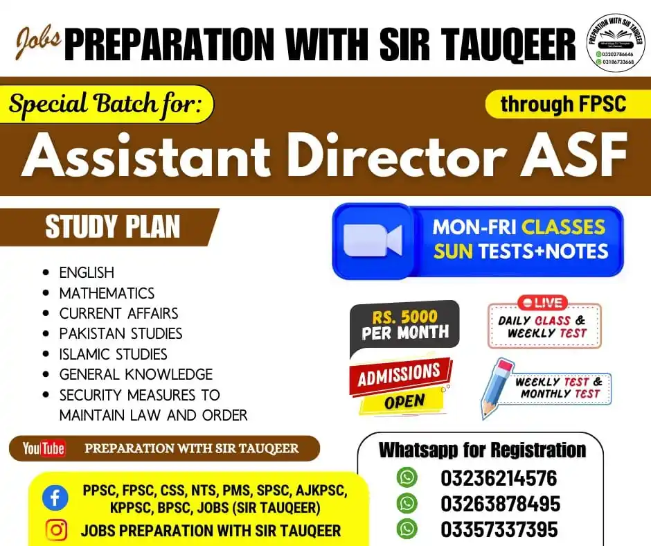 Image from Preparation with Sir Tauqeer Jobs PPSC FPSC CSS NTS SPSC MCQs Mdcat Paper Test ISSB Books Notes Bpsc: 👉 *New session is going to start from 16 June 2025* 👉 ...