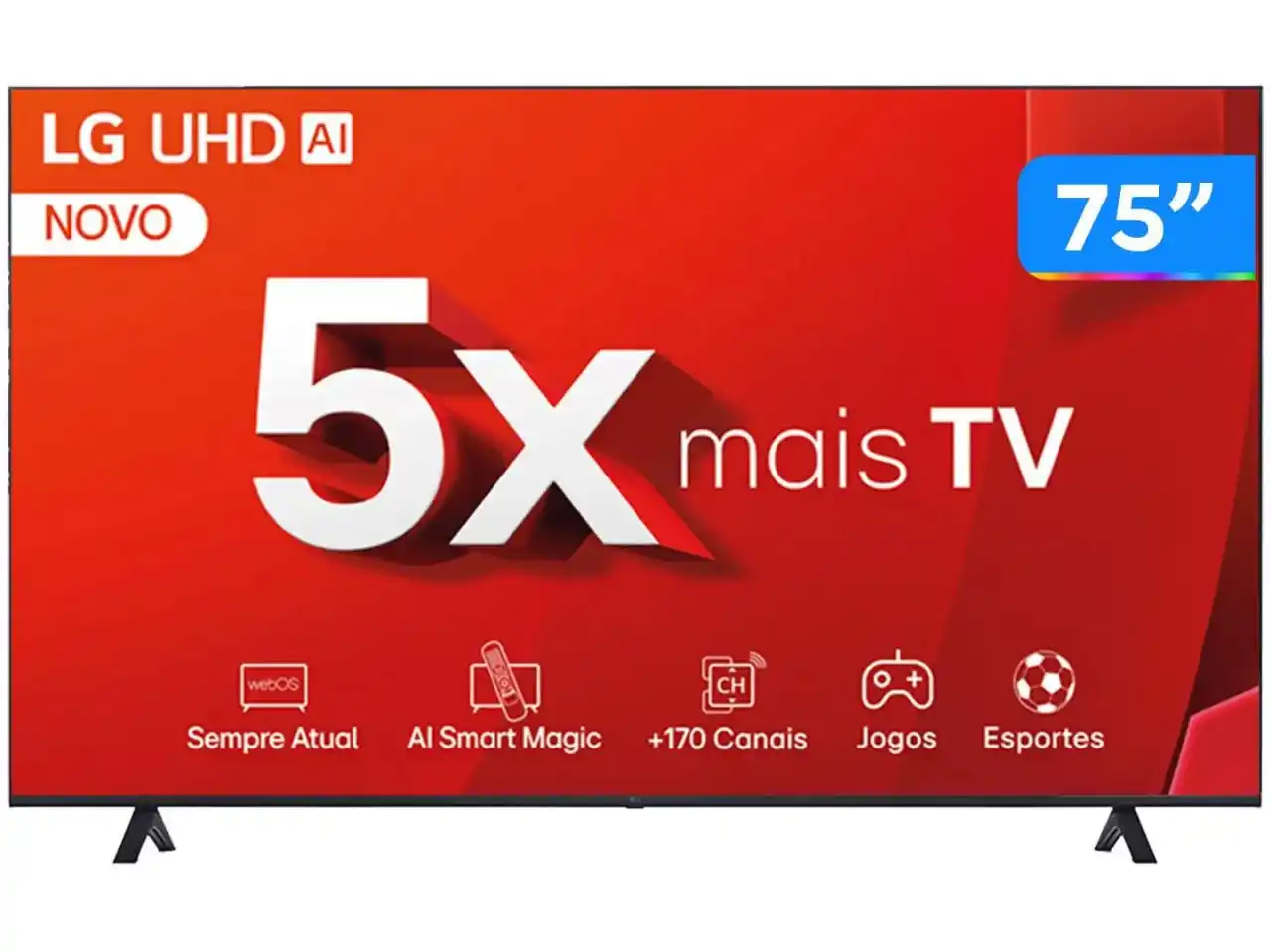 Image from OFERTÔMETRO 🛍️ cupons e promoções absurdas: 🚨 Oferta Magalu Smart TV 75" 4K LG Ultra HD 75UT8050 com Processador...