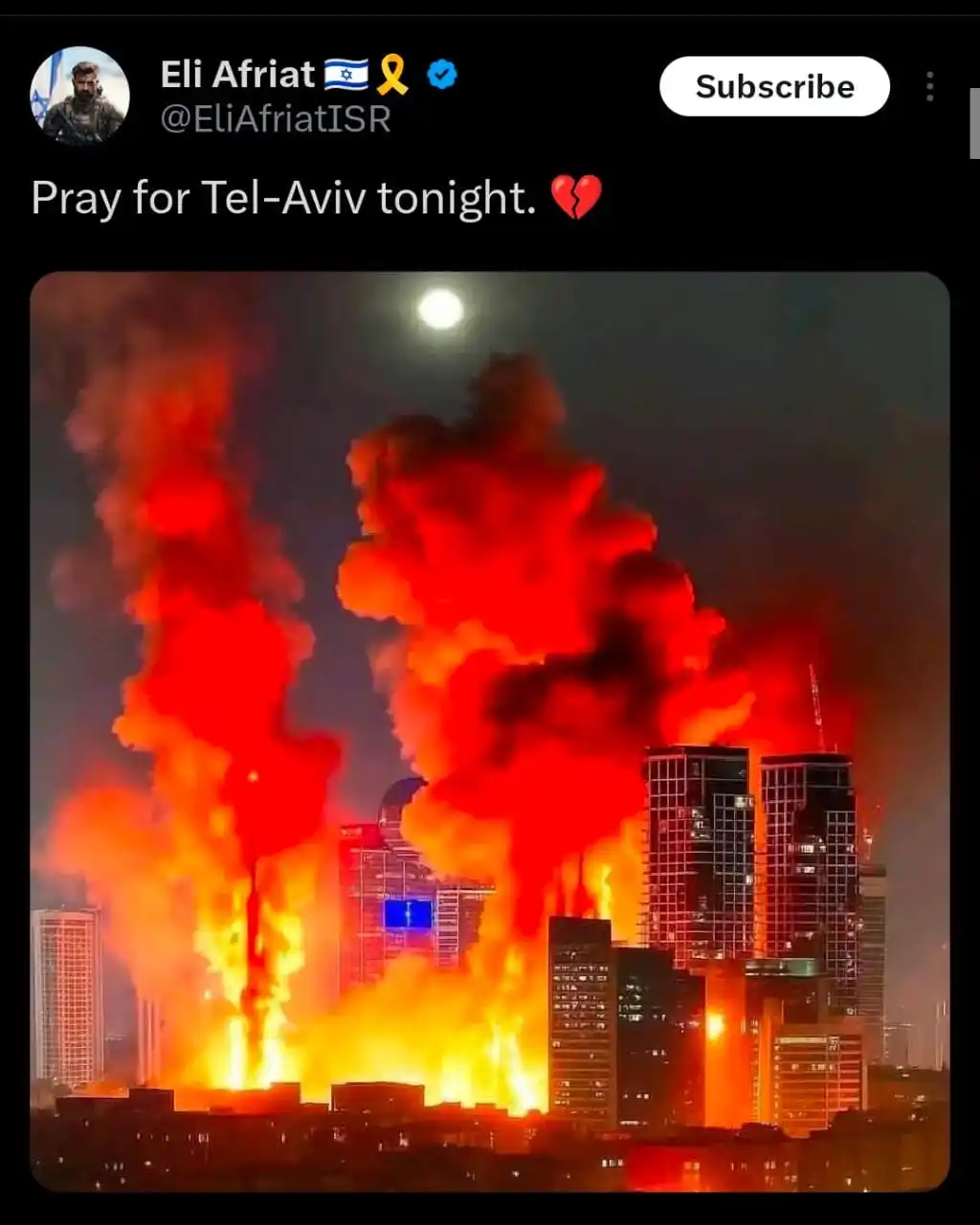 Image from News Que Urdu: Pray for Tel_Aviv to be demolished Like Ghaza...