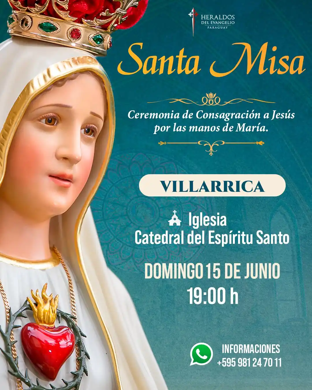 Image from Heraldos del Evangelio Paraguay: ✨*Santa Misa y Ceremonia de Consagración a Jesús por las manos de Marí...