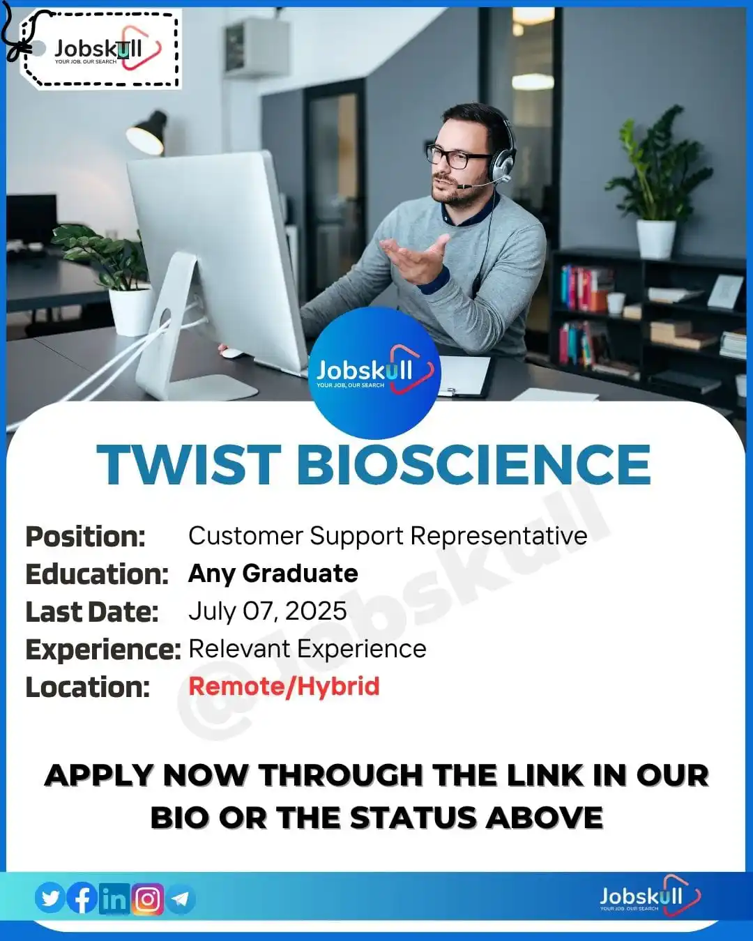 Image from Jobskull official: ✅Twist Bioscience Work from Home Jobs 2025 | Customer Support Represen...