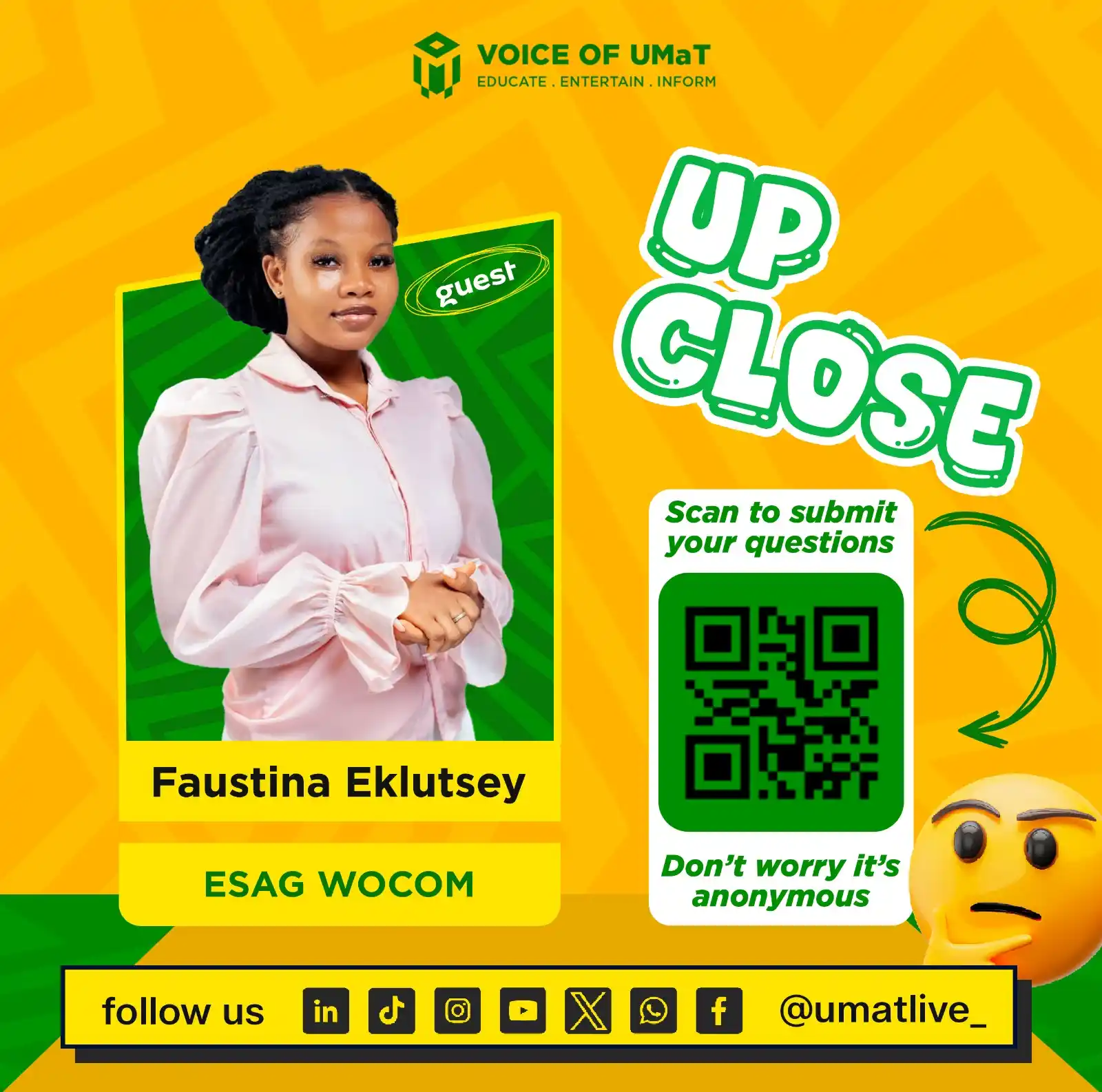 Image from ๐๐จ๐ข๐๐ ๐๐ ๐๐๐๐: ๐๏ธ *UPCLOSE WITH FAUSTINA EKLUTSEY* - ESAG WOCOM๐๏ธ ๐ฅ Got a questi...