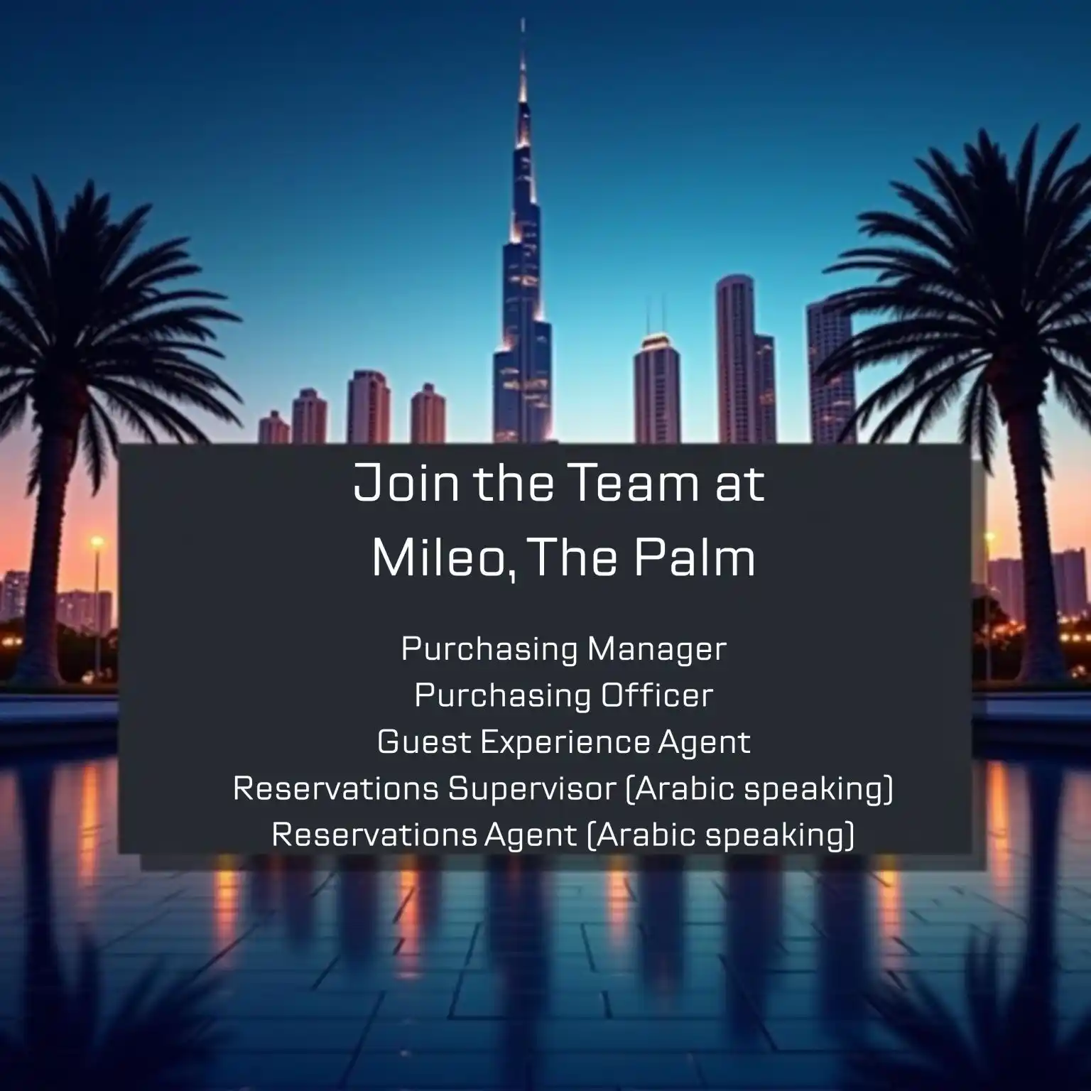 Image from WorldWide Job Links 🌐: We’re Hiring at Mileo, The Palm, Dubai Be part of our exciting pre-op...