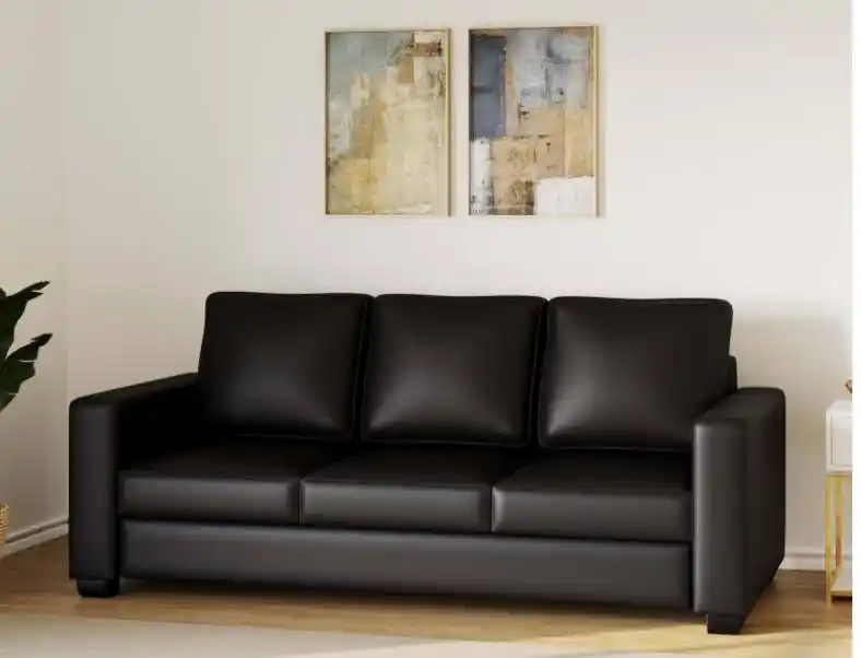 Image from Amazon Loot Deals ✅: Westido Homes Leatherette 3 Seater Sofa (Finish Color - Matte Black D...