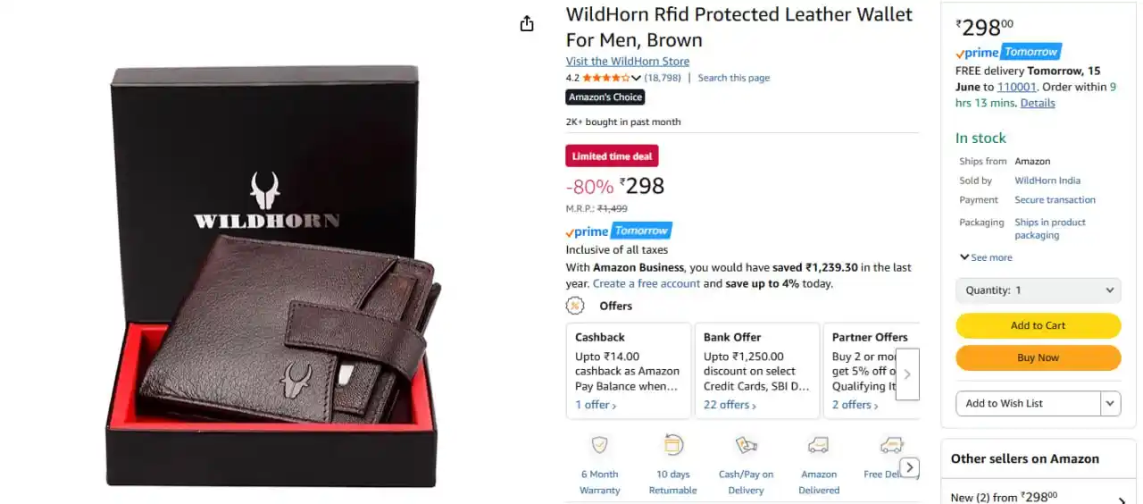 Image from Amazon Loot Deals ✅: WildHorn Rfid Protected Leather Wallet @ 2998 https://amzn.to/43K1KVo...