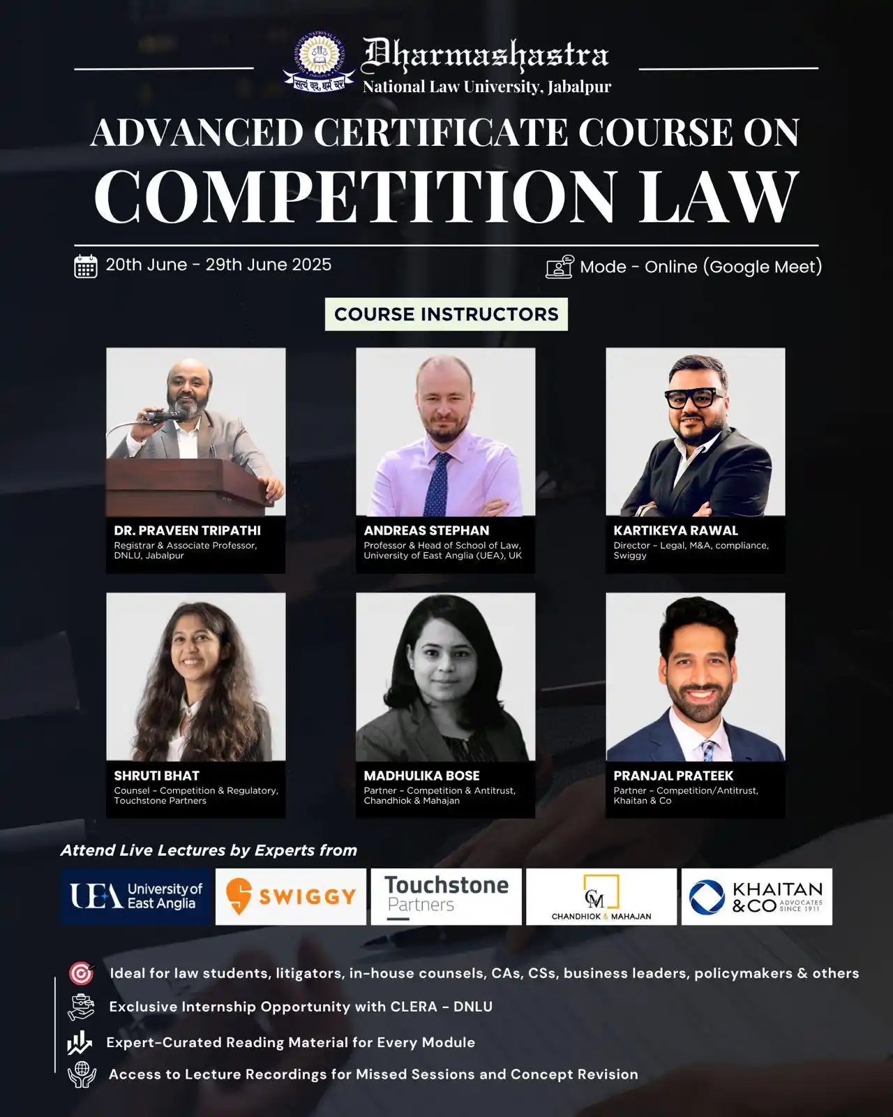 Image from Jus Corpus: *Advanced Certificate Course on Competition Law | DNLU, Jabalpur | Onl...