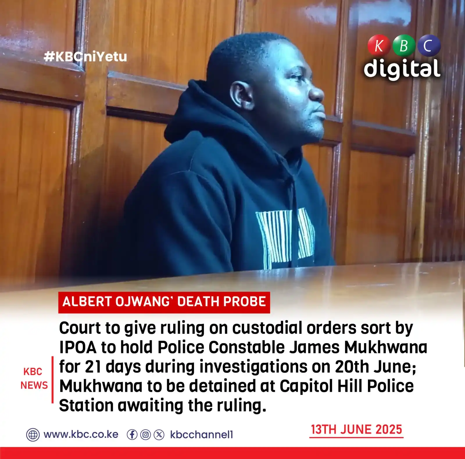 Image from KBC Digital: ALBERT OJWANG’ DEATH PROBE Court to give his ruling on custodial order...
