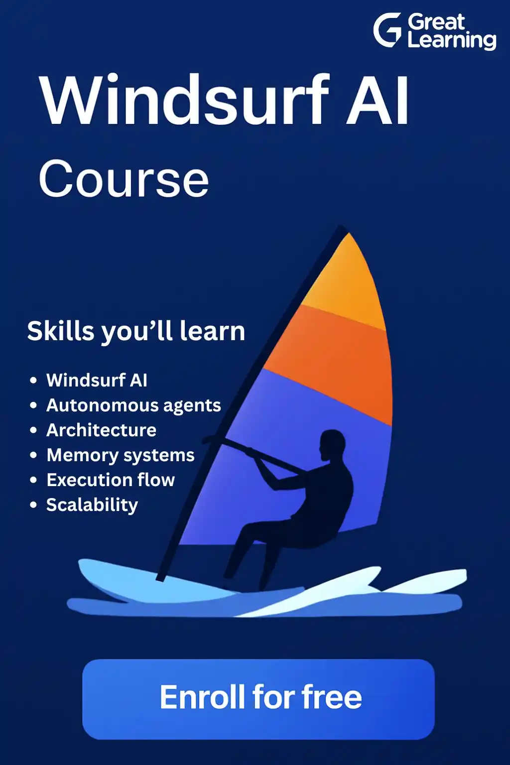 Image from Great Learning Academy: *Are you ready to build smarter apps?* Join our free Windsurf AI cou...