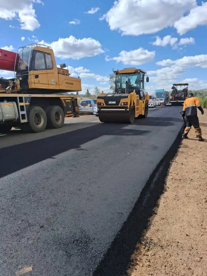 Image from Ministry of Transport and Infrastructural Development: Asphalt concrete application is currently in progress on Lytton Road. ...
