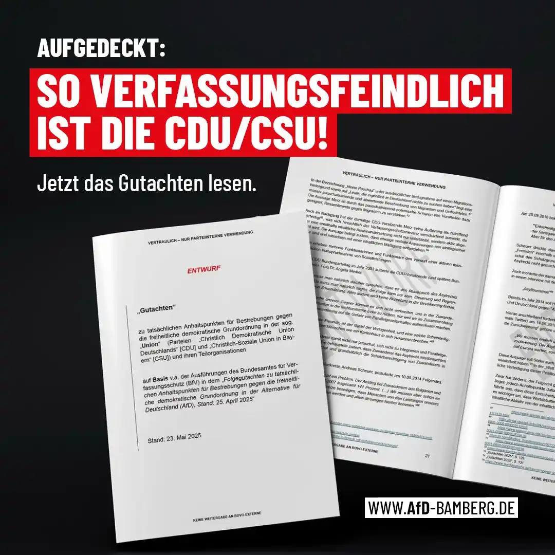 Image from AfD Bamberg: Aufgedeckt: So verfassungsfeindlich ist die CDU/CSU! Das neue Gegengu...