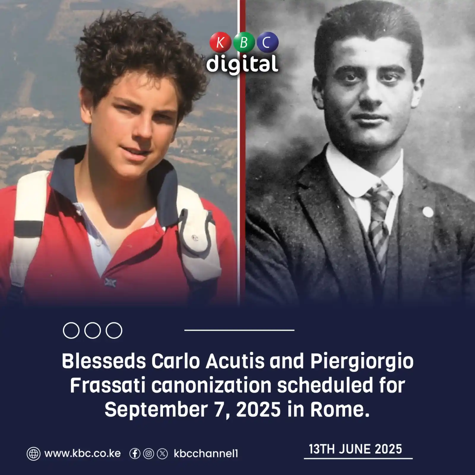 Image from KBC Digital: Blesseds Carlo Acutis and Piergiorgio Frassati canonization scheduled ...
