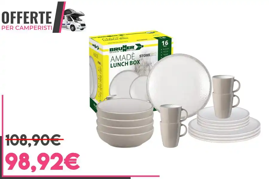 Image from OFFERTE per CAMPERISTI: *Brunner Set Stoviglie da Campeggio per 4 Persone, Lunch Box Amadè, 16...