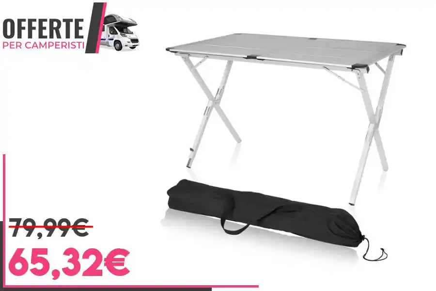Image from OFFERTE per CAMPERISTI: *Campart Tavolo da Campeggio arrotolabile 70D x 110L x 70H cm* _Offer...