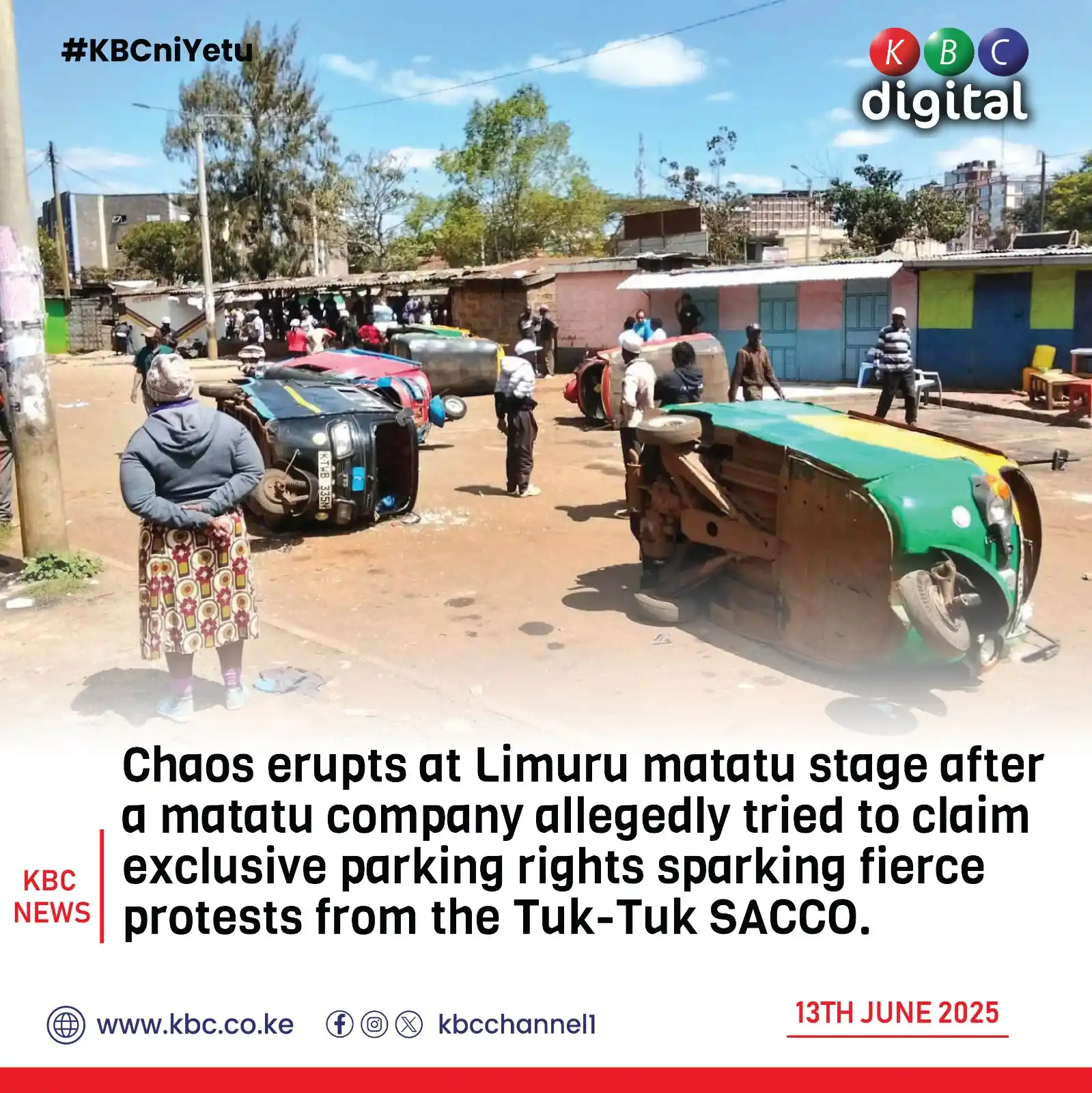 Image from KBC Digital: Chaos erupts at Limuru matatu stage after a matatu company allegedly t...