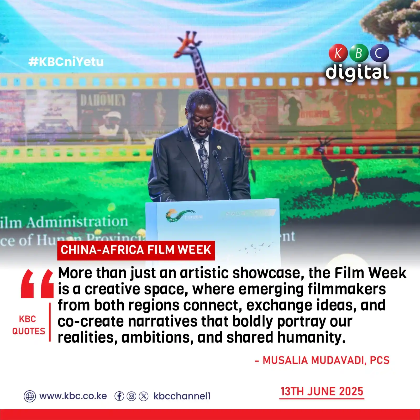 Image from KBC Digital: CHINA-AFRICA FILM WEEK “More than just an artistic showcase, the Film...