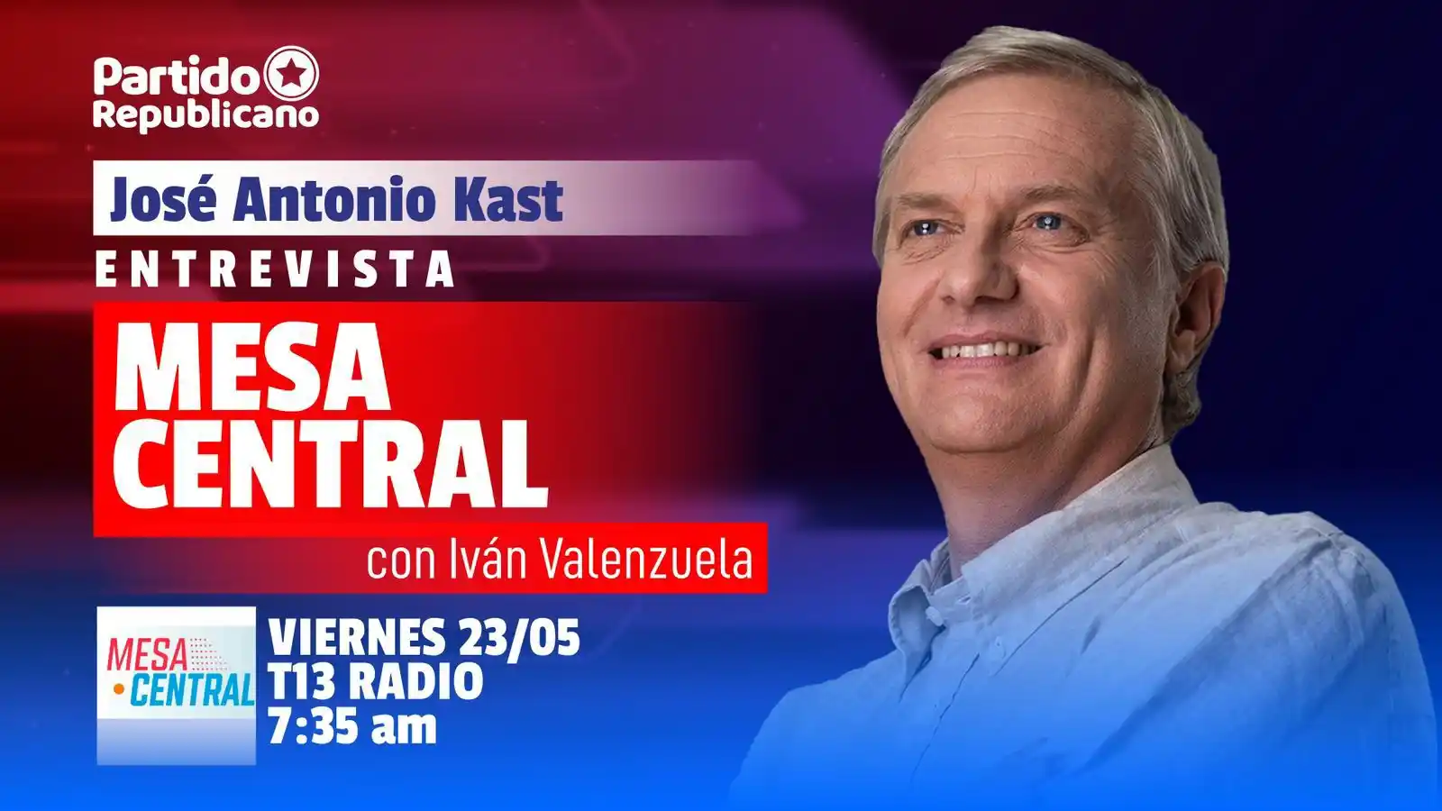 Image from Canal Republicano 🇨🇱: ¡Conéctate ahora! 🎙️ *A las 7:35 AM, José Antonio Kast estará en viv...
