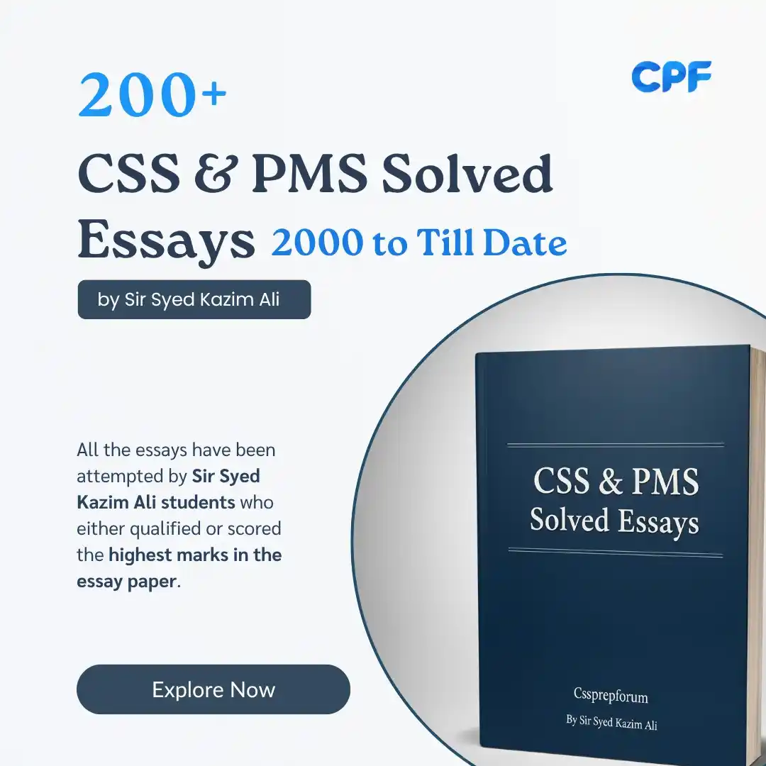Image from CPF and HOWFIV Cssprepforum (CPF): *CSS Solved Essays – Master Your CSS & PMS Preparation with Pakistan's...